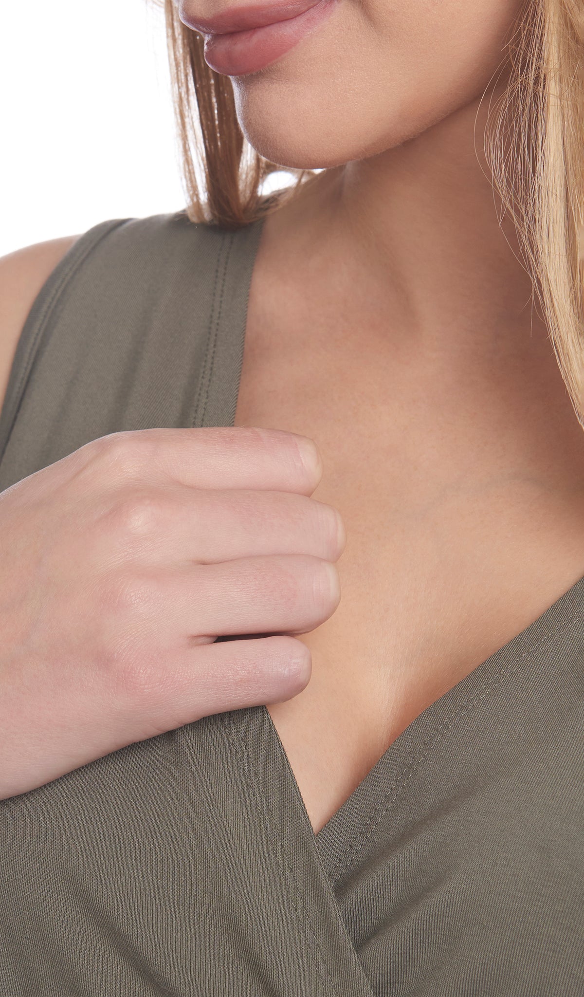 Sage Doodle Analise 3-Piece Set, detailed shot of nursing access for tank top.