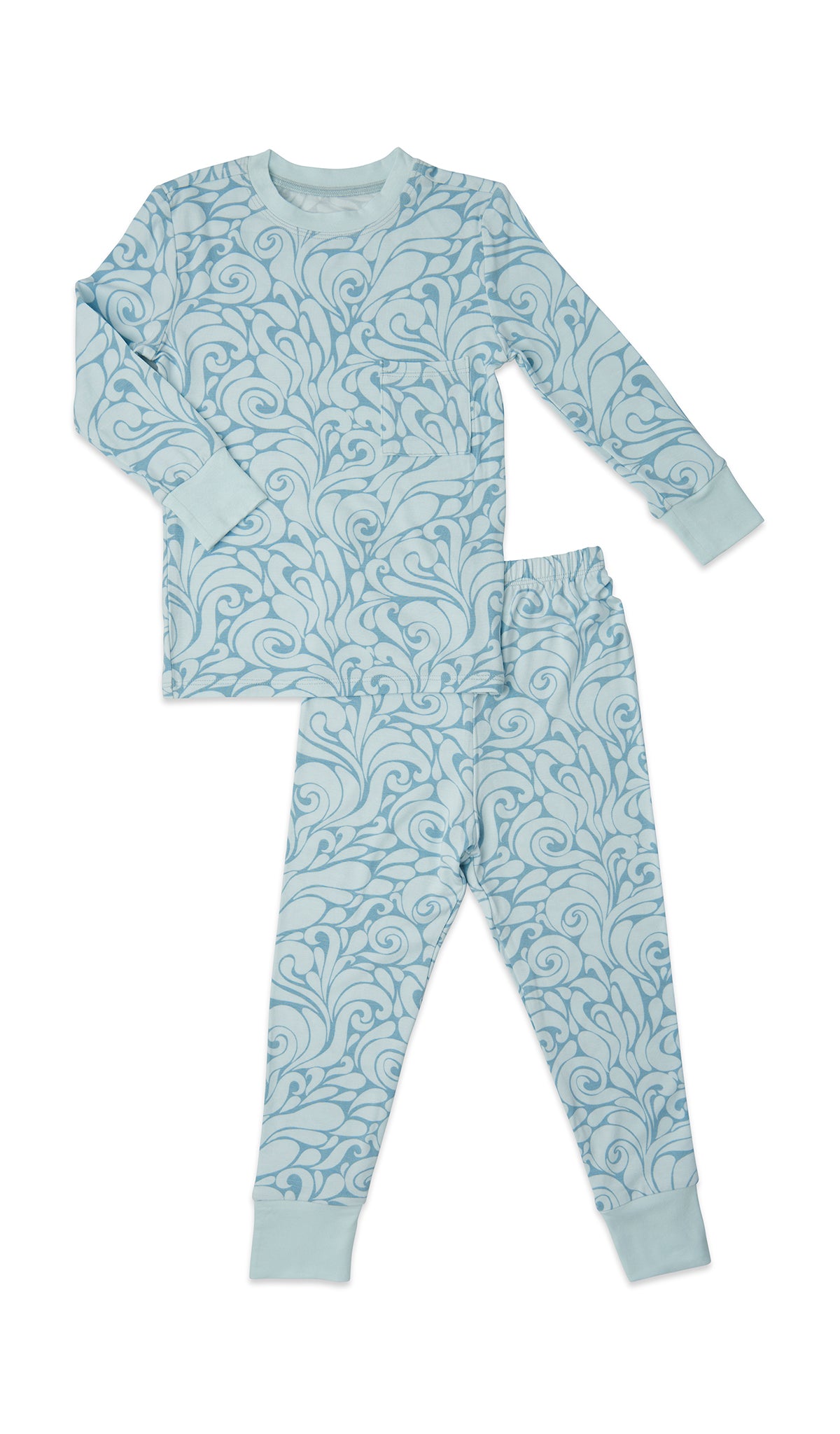 Waves Emerson 2-Piece Pant PJ. Long sleeve top with cuff trim and long pant with cuff trim.