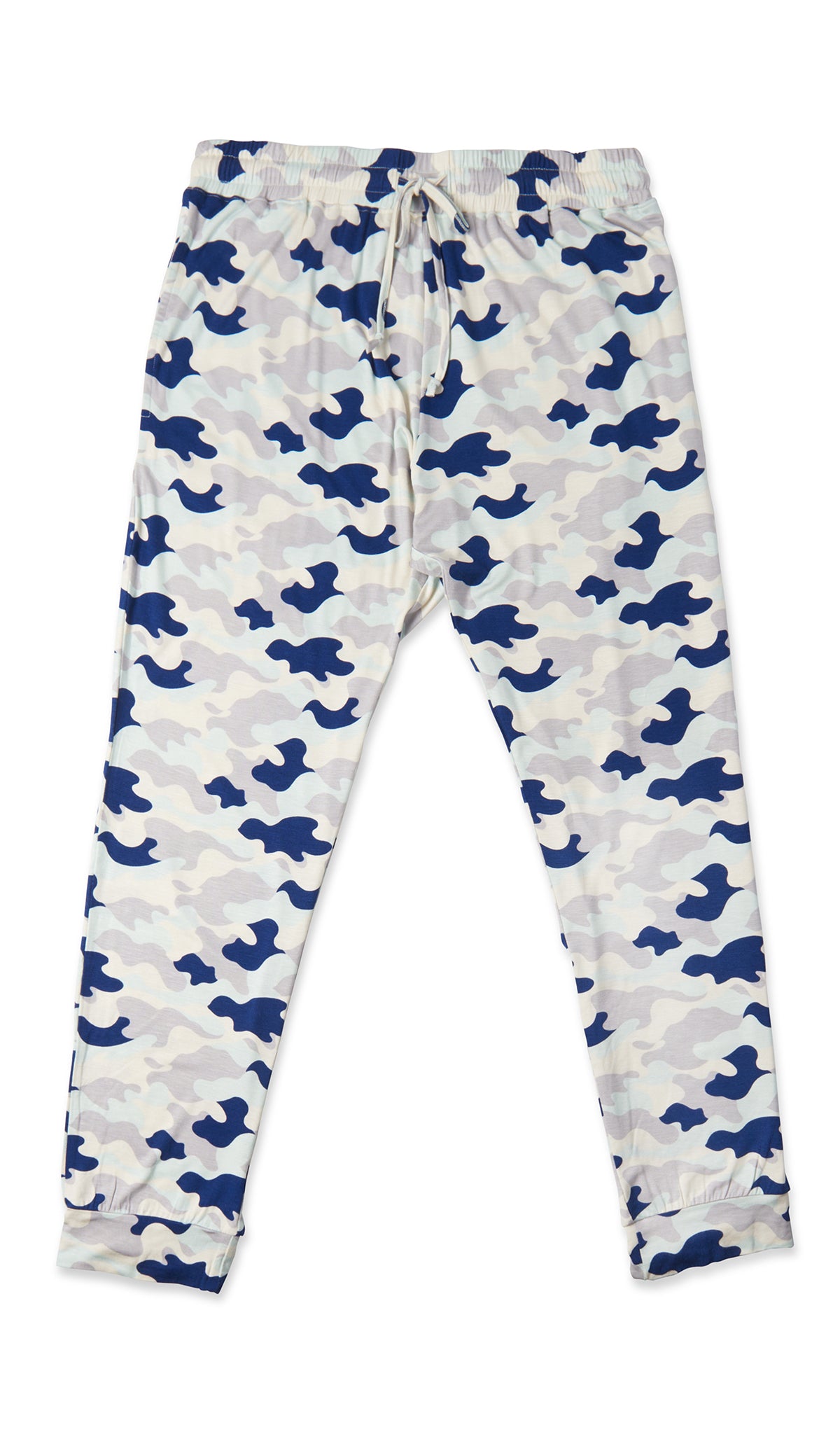 Camo Oliver Mens pants with elastic drawstring waist and cuff hem.