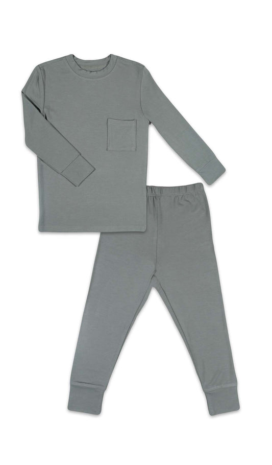 Basil Emerson Kids 2-Piece Pant PJ. Long sleeve top with cuff trim and long pant with cuff trim.