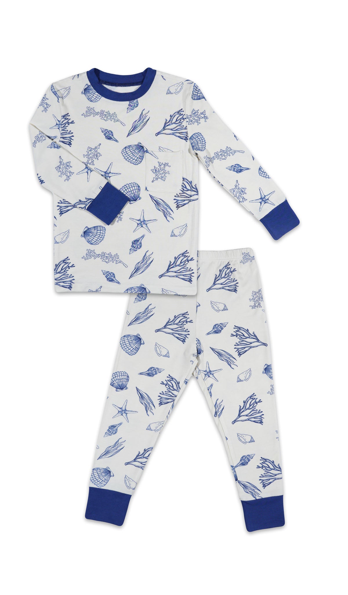 Coastal Emerson Kids 2-Piece Pant PJ. Long sleeve top with cuff trim and long pant with cuff trim.