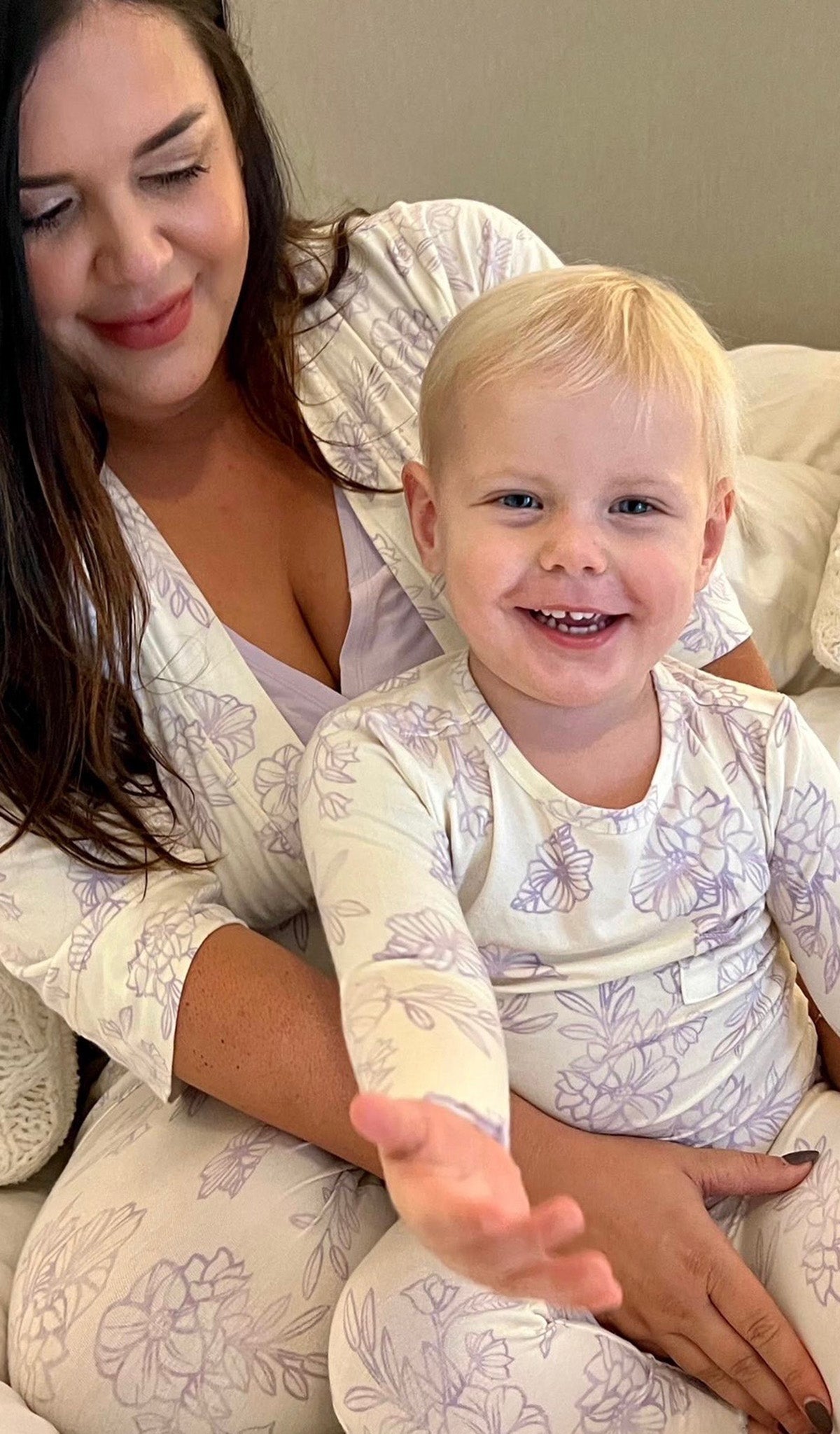 Bali Analise 3-Piece Set worn by mom holding her baby girl.