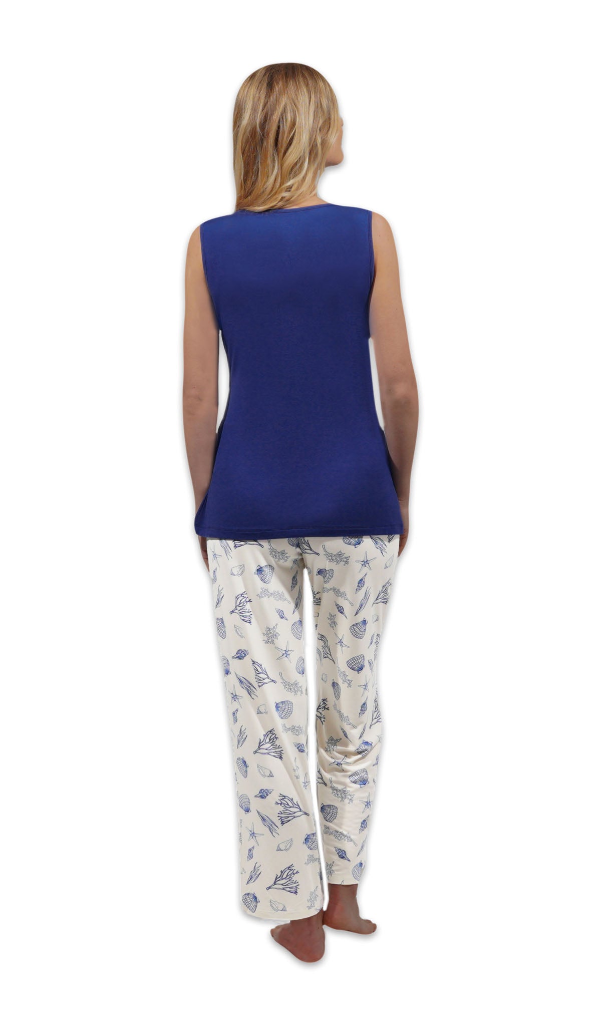 Coastal Analise 3-Piece Set, back shot of woman wearing tank top and pant.