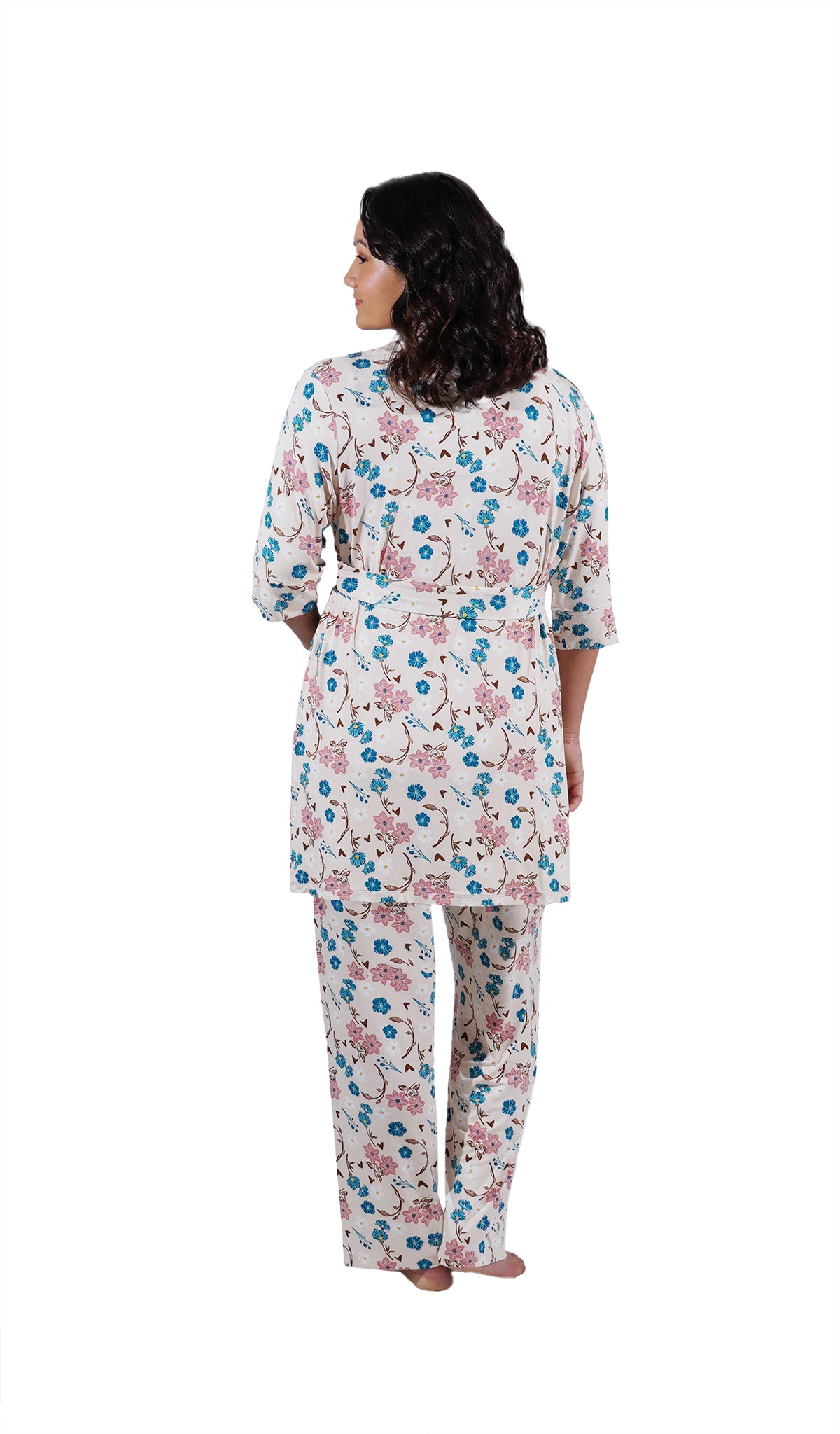 Magnolia Analise 5-Piece Set, back shot of woman wearing robe and pant.