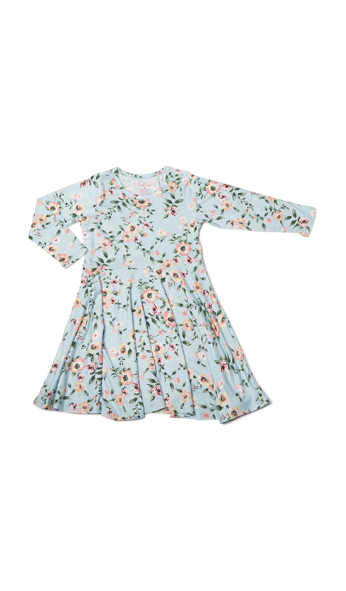 Cloud Blue Kendyl Kids Twirly Dress. Long sleeve dress with twirly skirt.