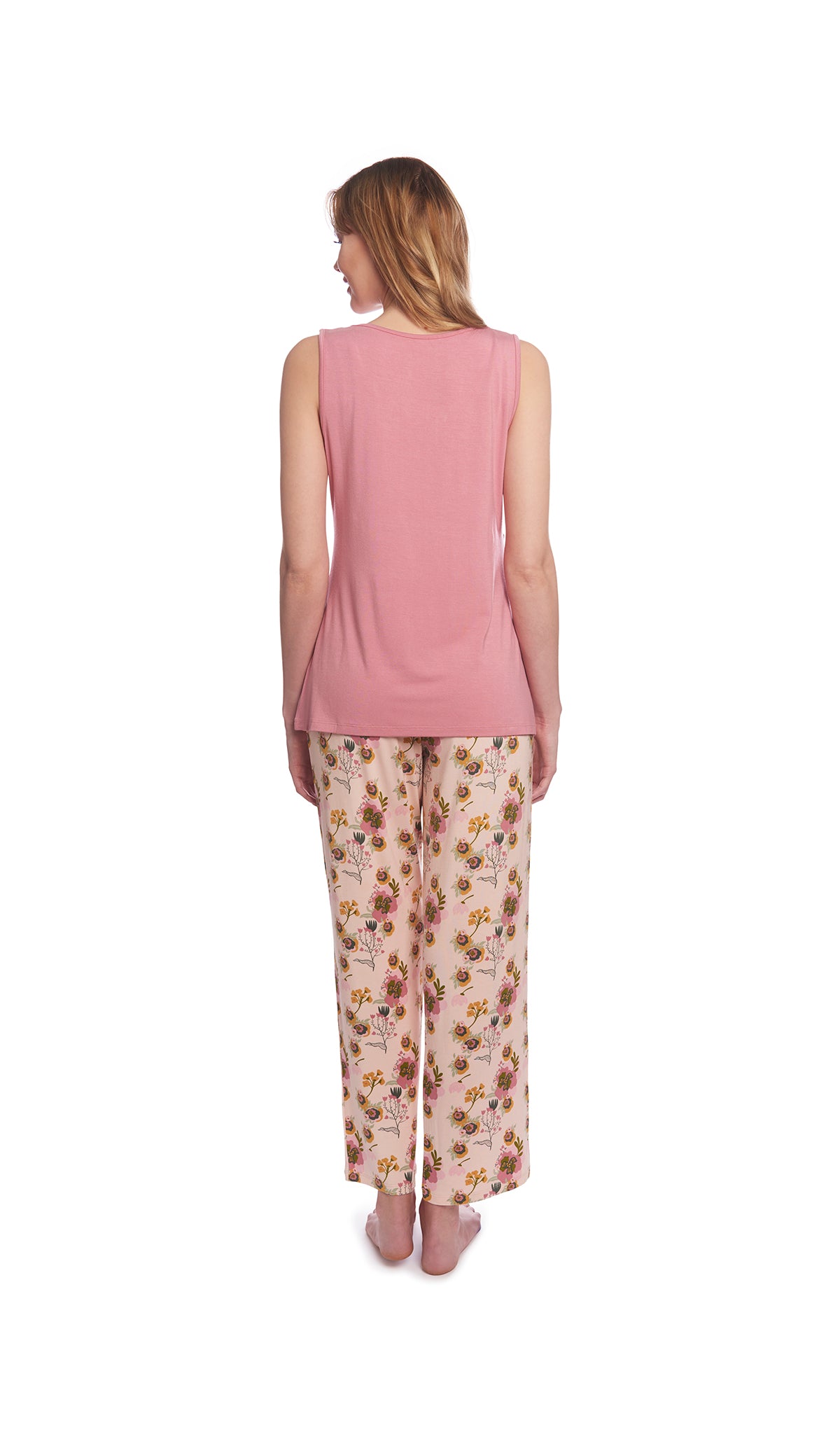 Camellia Analise 5-Piece Set, back shot of woman wearing tank top and pant.