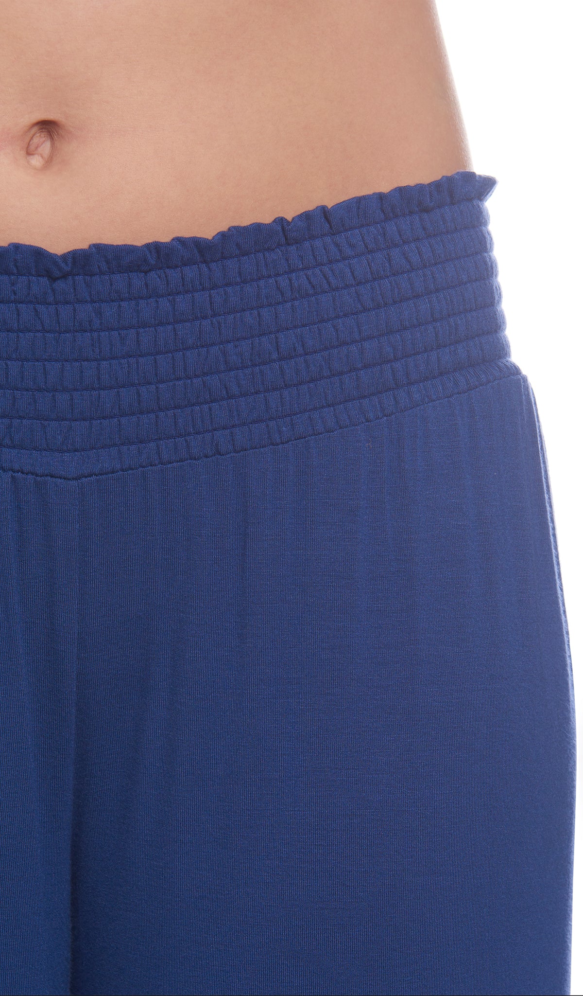 Denim Blue Analise 3-Piece Set, detailed shot of smocked elastic waistband.