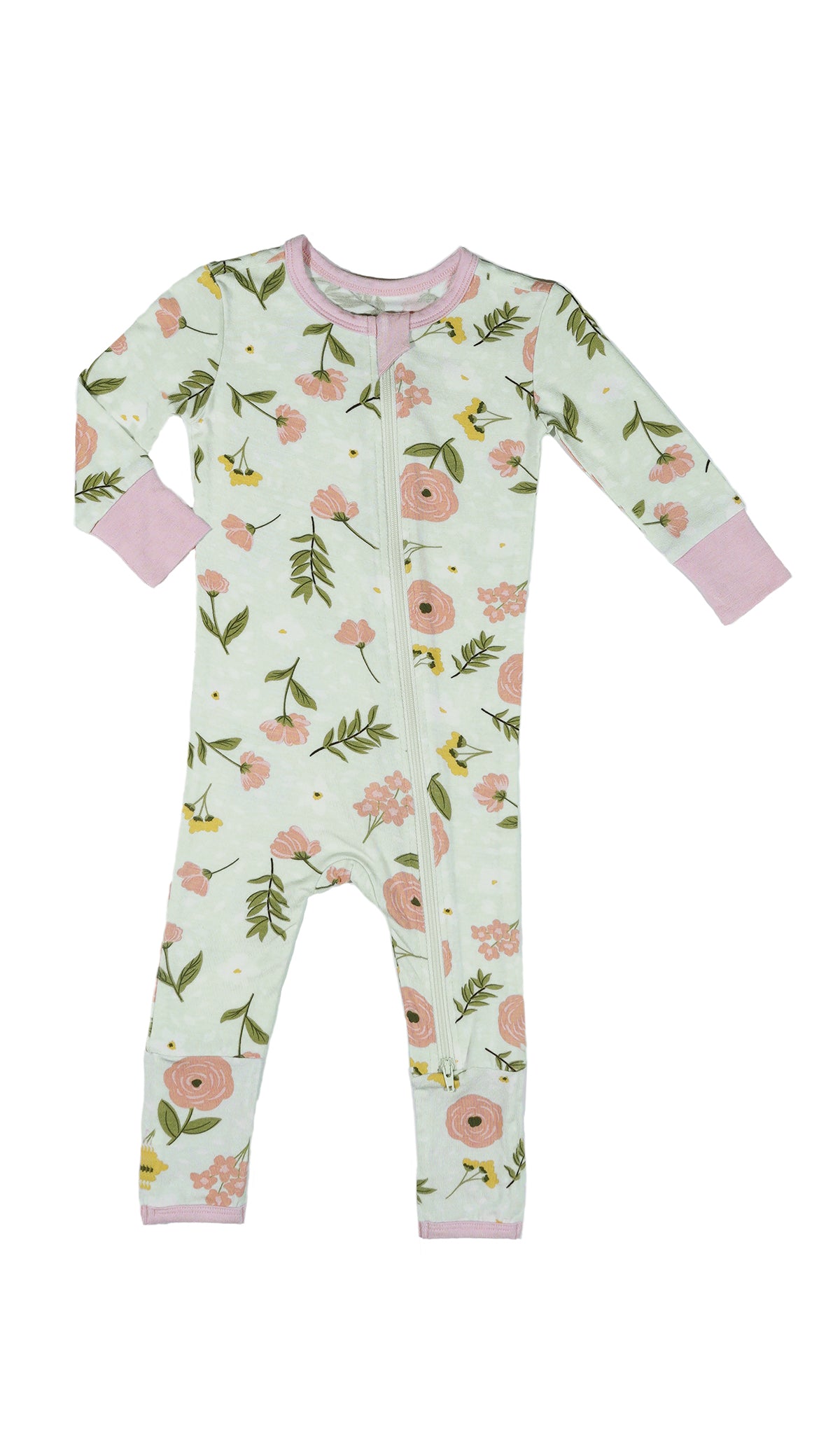 Carnation Convertible Romper with long sleeves and zip front.