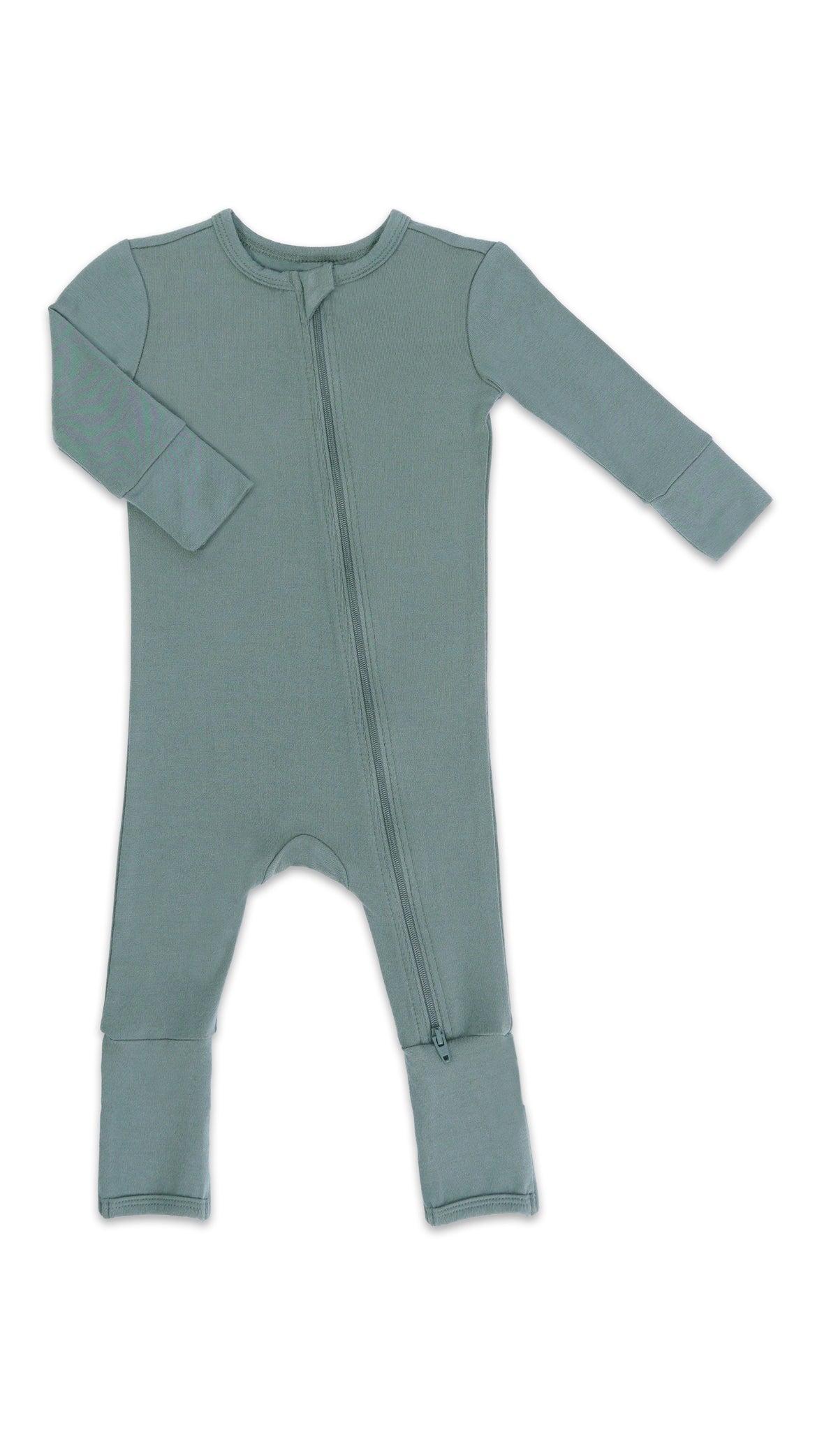 Fog Convertible Romper with long sleeves and zip front.