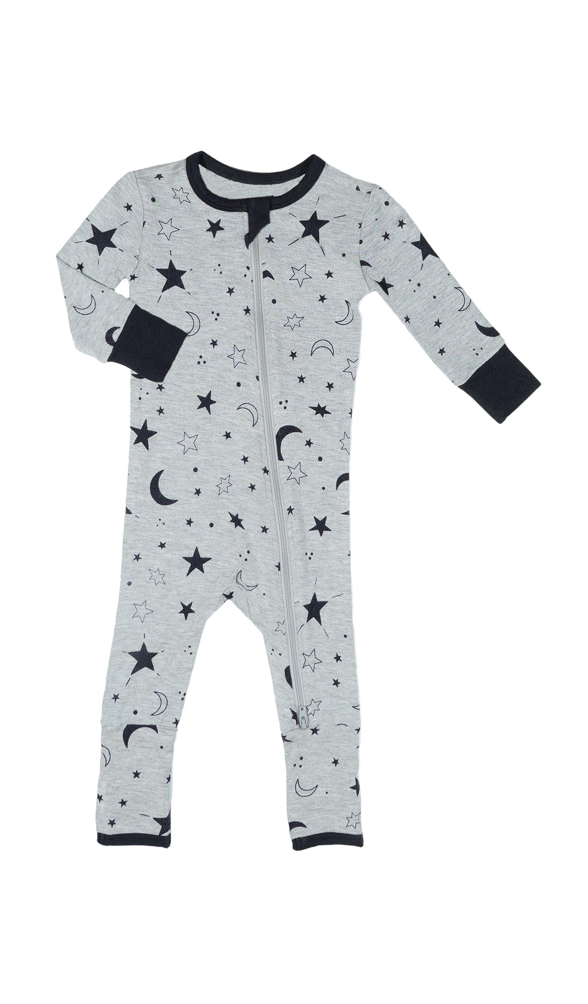 Twinkle Night Convertible Romper with long sleeves and zip front.