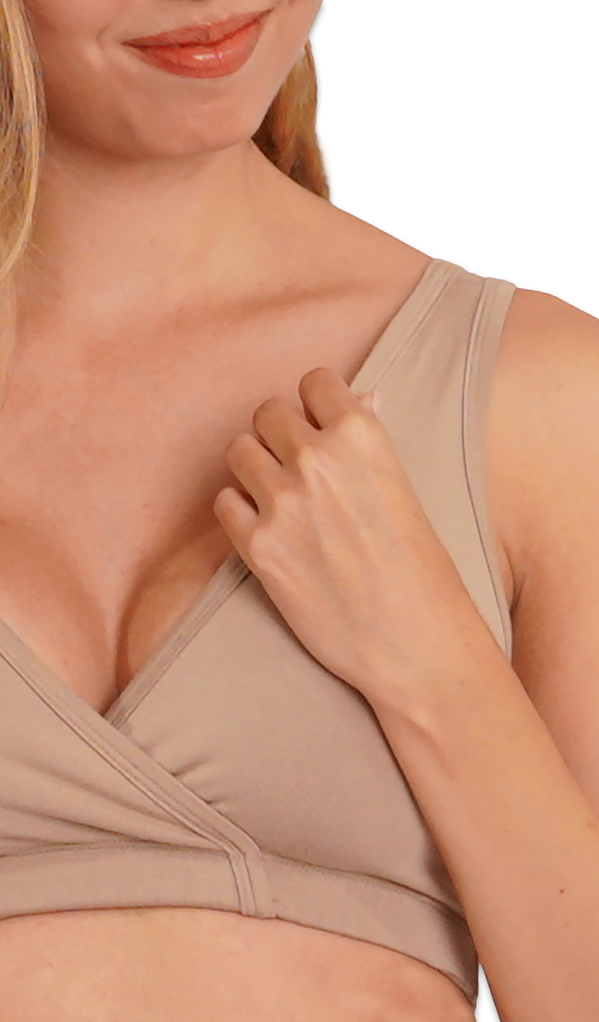 Honey Bloom Paisley 3-Pack. Detailed shot of nursing access for Latte solid bra.