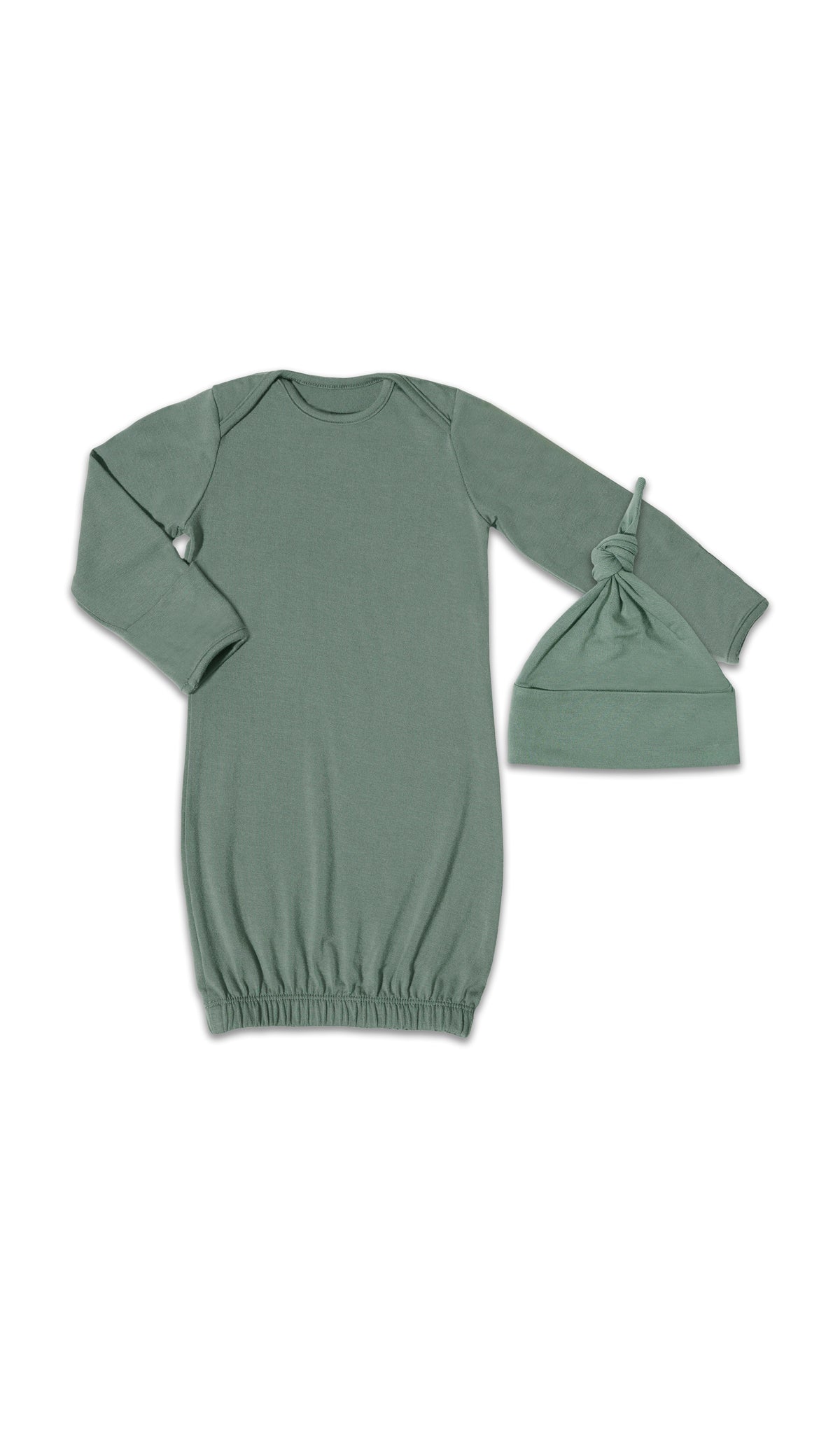 Basil Analise 5-Piece Set, gown and knotted hat for baby.