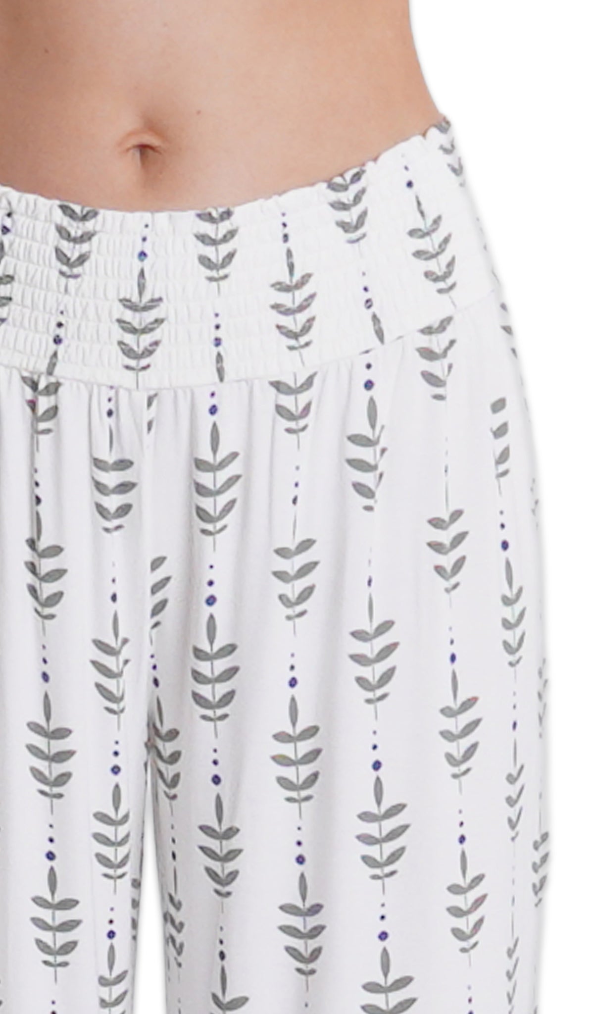 Eucalyptus Analise 3-Piece Set, detailed shot of smocked elastic waistband.