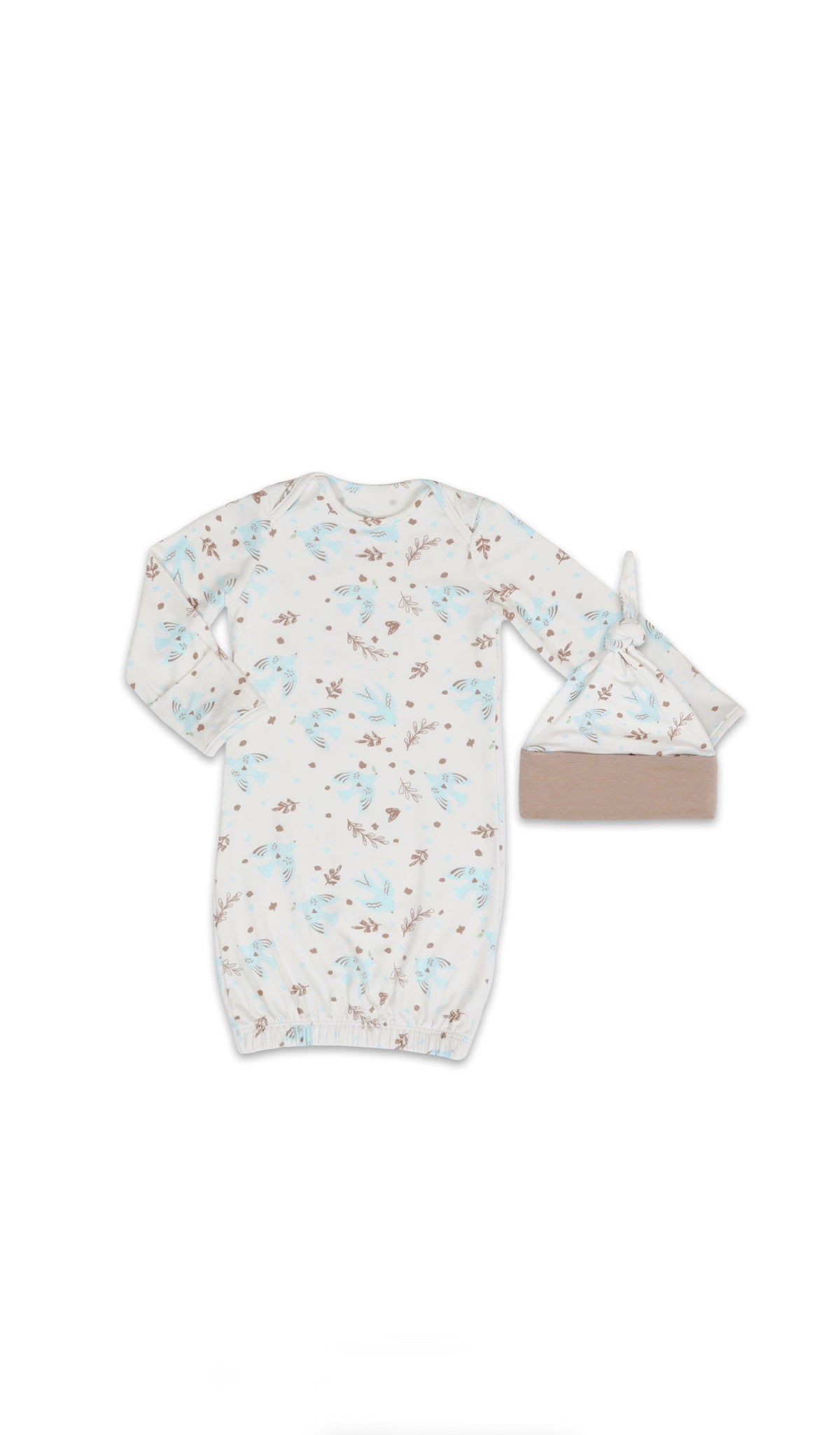 Nest Analise 5-Piece Set, gown and knotted hat for baby.