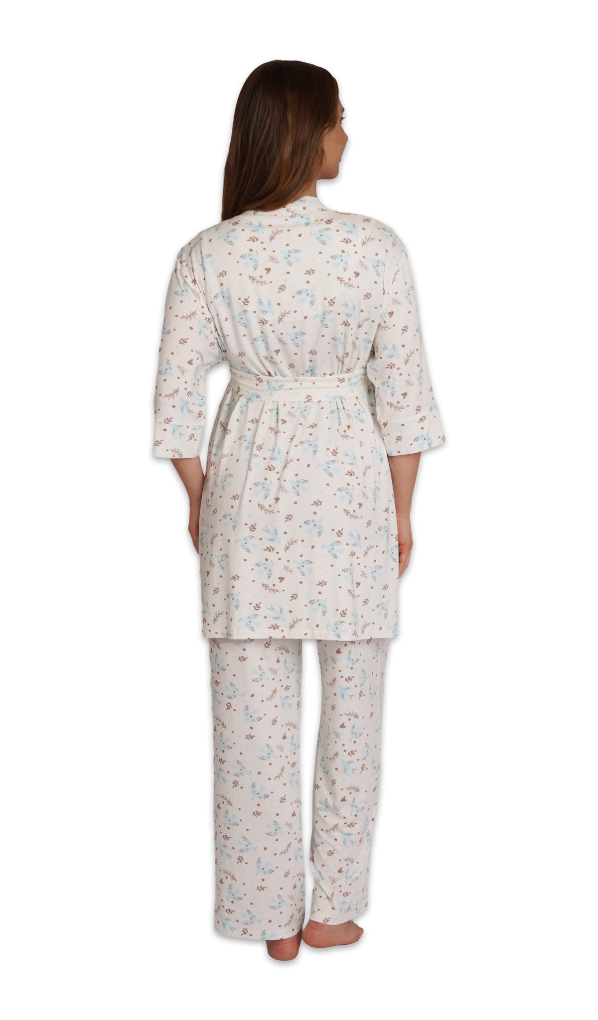 Nest Analise 5-Piece Set, back shot of woman wearing robe and pant.