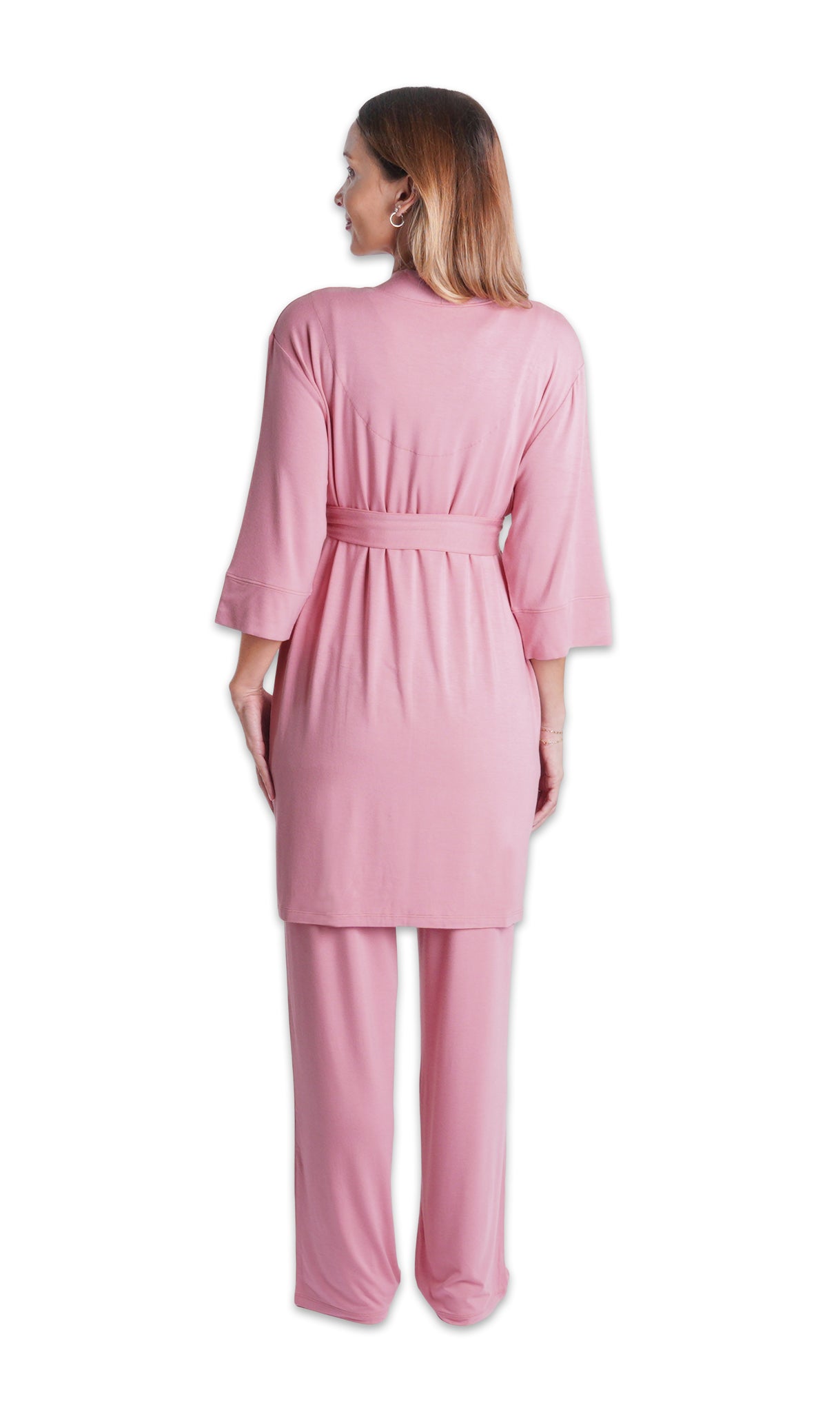 Rose Analise 5-Piece Set, back shot of woman wearing robe and pant.