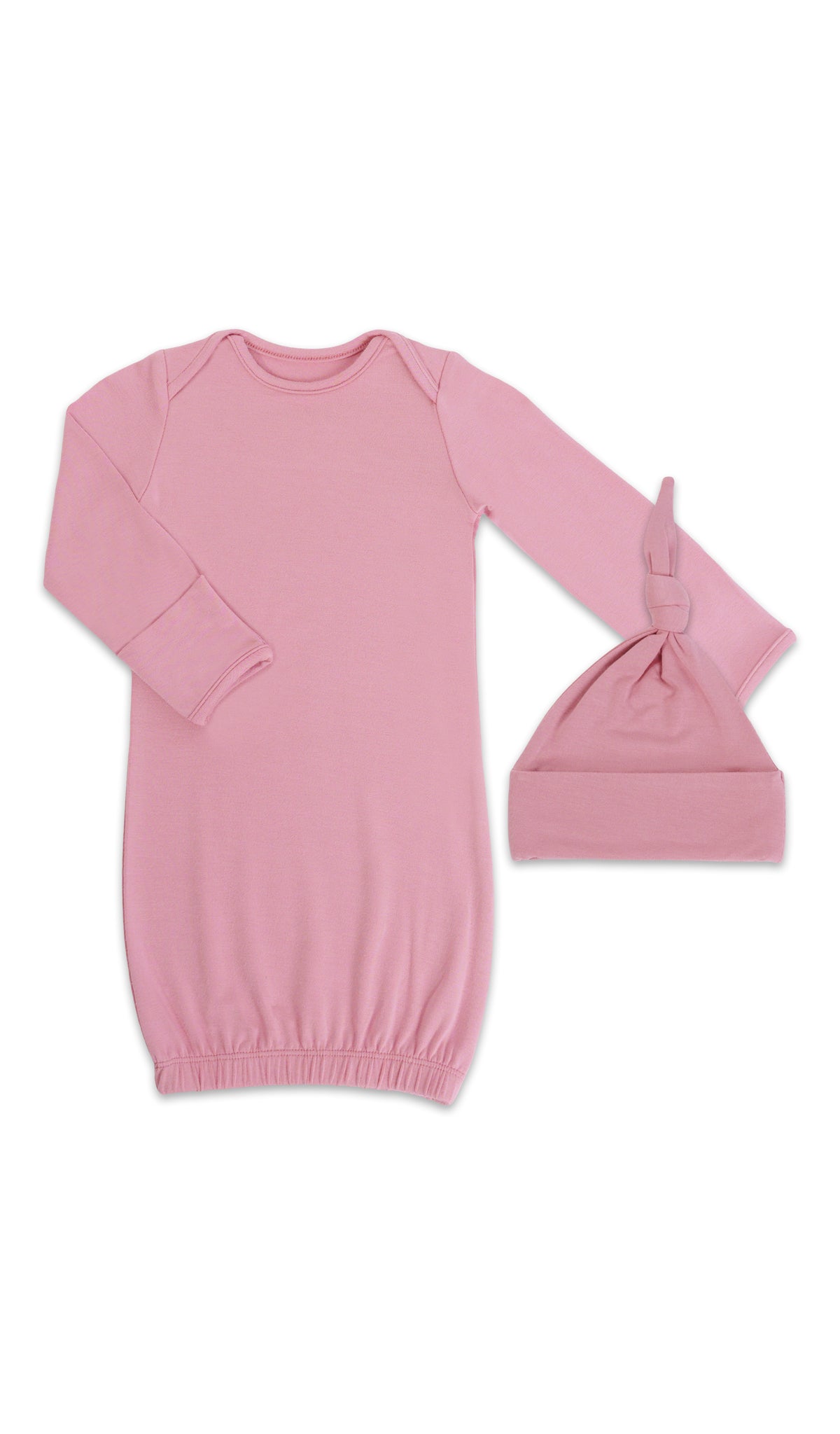 Rose Analise 5-Piece Set, gown and knotted hat for baby.