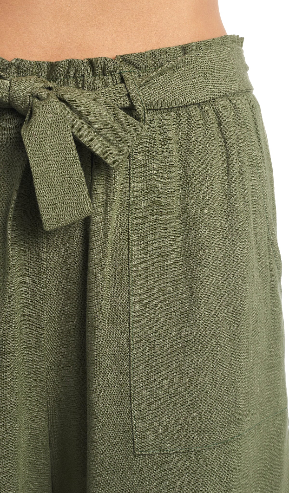 Olive Shelly Short front pocket detail.