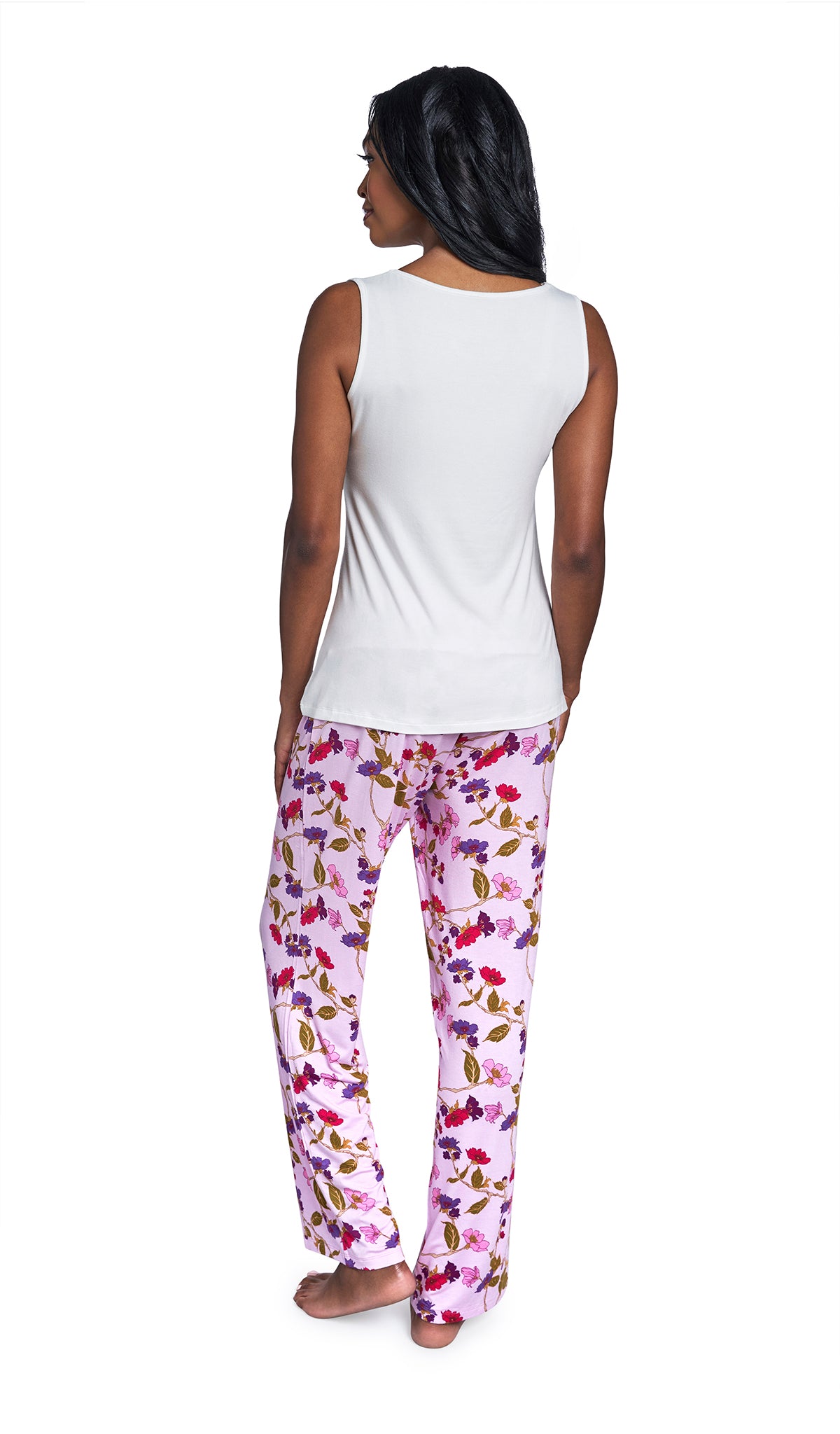 Lavender Rose Analise 5-Piece Set, back shot of woman wearing tank top and pant.